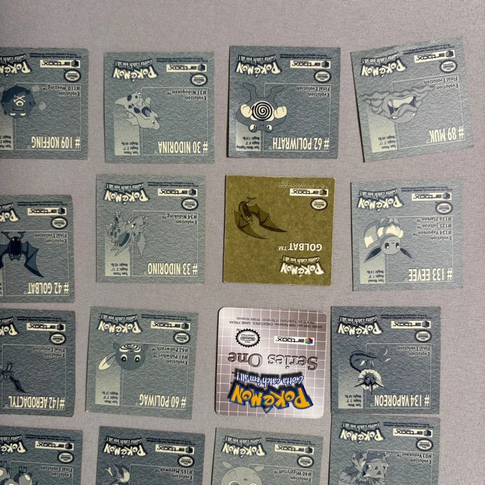 Vintage 1999 Pokemon Artbox Series 1 Sticker Lot Eevee Vaporeon Lenticular 31pc